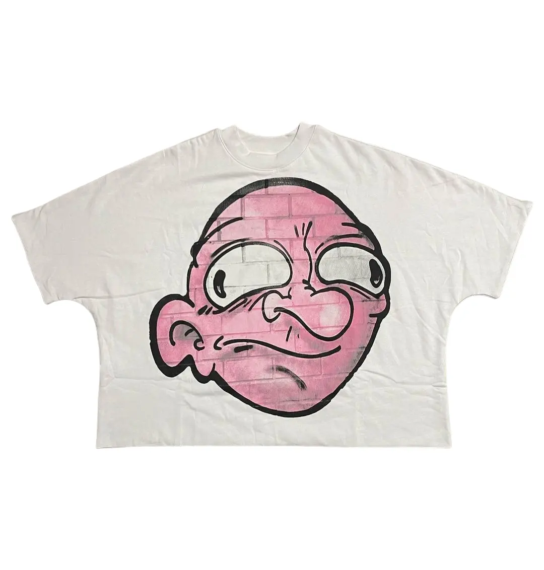 Recortada de gran tamaño de peso pesado boxy fit hombro caído Venta al por mayor Serigrafía Moda de punto Hip Hop algodón camisetas personalizadas