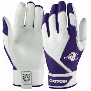 Gants de frappe en cuir à manchette longue et ventilée, prix de gros, adhérence souple, légers, pour hommes, professionnels, pour le softball - Product Image 1