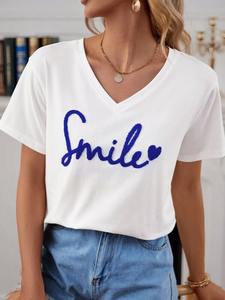 T-shirts chenille pour femmes T-shirt décontracté pour femmes T-shirt surdimensionné pour femmes - Product Image 4