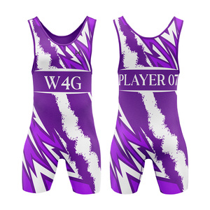 Singlet de lutte personnalisé W4G pour hommes, avec logo d'équipe américain, sangle réglable, fermeture à enfiler, nom du joueur - Product Image 4