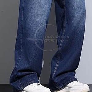 กางเกงยีนส์ขาบานสำหรับผู้ชาย2025สตรีทโอเวอร์ไซส์กางเกงยีนส์ขายาวมีโลโก้ตามสั่ง - Product Image 6