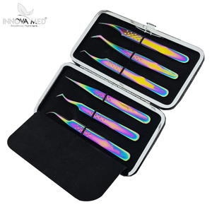Pinces à cils en acier inoxydable avec logo personnalisé, couleurs arc-en-ciel, outils de maquillage beauté par INNOVAMED - Product Image 5