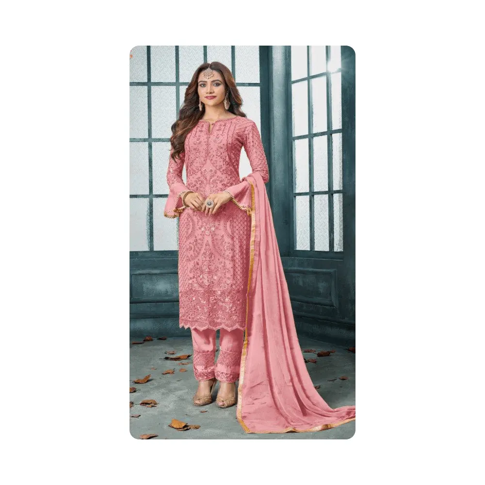 新しいファンシースタイルの刺Embroideryインドパキスタンの服の女性はSalwarKameezスーツパーティーウェアを着用します