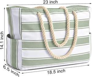 Grand sac de plage pour femmes imperméable et résistant au sable, couleur unie, avec fermeture à glissière pour une utilisation en piscine - Product Image 3