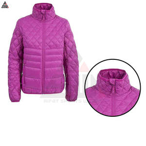 Veste bouffante brillante de haute qualité en nylon respirant imprimer votre logo personnalisé manteau en duvet de coton hiver femmes veste bouffante - Product Image 4