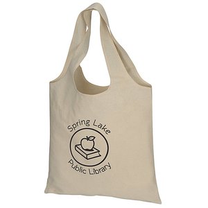 24-Hour Natural Cotton <b>Shopper</b> Tote 5 oz Reusable <b>Canvas</b> Dual 20-inch Handles Top Handle Folding Style 15x15.75 Inches Letter - Product Image 1