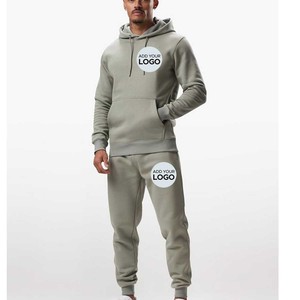 Survêtement pour homme 2 pièces polaire à capuche tenue survêtement décontracté ensemble jogger costume outwear - Product Image 1