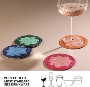 Dessous de verre perlé de marque Dessous de verre perlé à la main de haute qualité fonctionne avec un design floral personnalisé Dessous de verre à bas prix - Product Image 4