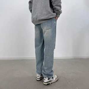 กางเกงยีนส์ผ้ายีนส์ขาดแฟชั่นสำหรับผู้ชายสไตล์ที่เสียหายกางเกงทรงหลวมลำลองสวมใส่สบายใส่ได้ทุกวันฤดูร้อน - Product Image 2