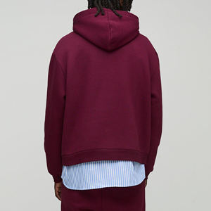 เสื้อมีฮู้ดแขนกราฟิกสำหรับผู้ชายขนาด600กรัมเสื้อฮู้ดเข้ารูปบ็อกซี่แบบไม่มีกระเป๋าไม่มีเชือก - Product Image 4