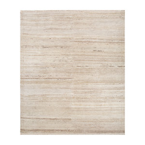 Alfombra de Lana Afgana Tejida a Mano, Color Marfil, Modelo Re-1390, Diseño Abstracto a Rayas, Rectangular, para Sala de Estar, Pasillo, Hogar - Product Image 1