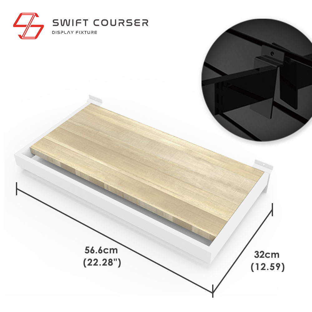 Frame (White) + Wood Shelf (Light Brown)
