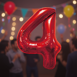 Palloncini Numero Rosso N4 80cm 12 pz in Confezione - Product Image 3