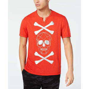 INC International Concepts <b>Men's</b> Hip Hop Style <b>T</b>-<b>Shirt</b> <b>Red</b> Large Size Skull Cross Bones Animated Breathable Jersey 180 Grams - Product Image 1