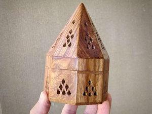 Décoration Arabe Écologique en Bois Religieux Ramadan Mubkhar Mini Porte-Encens en Forme de Lune Carré Brûleur d'Encens en Gros - Product Image 4