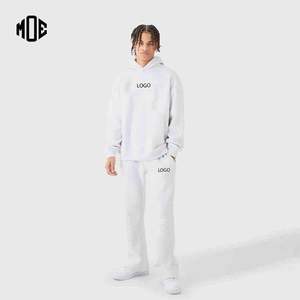 Survêtement à capuche surdimensionné gris cendré pour hommes logo personnalisé entraînement décontracté ensemble pull à capuche et pantalon de survêtement en coton respirant 2 pièces - Product Image 1