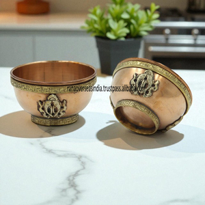 Cuenco Decorativo de Cobre Ecológico de Lujo con Borde Tibetano Tradicional para Ofrendas Aromáticas, Rituales de Sahumerio e Incienso - Product Image 3