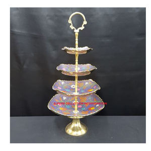 Luxury Green Floral or Custom Rngraving Four Tier Chocolate <b>Stand</b> Hot Selling and High Quality for Multi Purpose Uses for Dates - Product Image 2