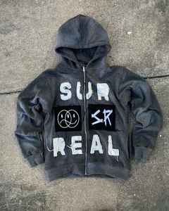 Streetwear personnalisé Boxy Fit recadrée diamant lavage à l'acide délavé au soleil 400gsm lourd sweat à capuche zippé strass - Product Image 3