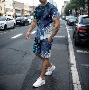 Nouveaux hommes T-shirt ensemble été fitness jogging mode haute qualité décontracté rue shorts à manches courtes 2 pièces ensemble - Product Image 3