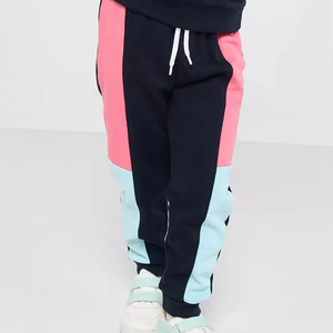 Derniers vêtements à la mode à blocs de couleur survêtement vêtements confortables pour enfants ensembles deux pièces respirant personnalisé survêtement pour filles - Product Image 6