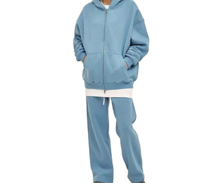 Ensemble de sweats à capuche amples tendance pour homme, style streetwear hivernal, hip-hop américain, décontracté, 100% coton molletonné, séchage rapide, couleur unie - Product Image 4