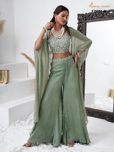 Dernière robe de créateur Belle tenue occasionnelle Pure Chinon Lehenga Choli & Dupatta Avec broderie à la main Travail Femme Mode - Product Image 3