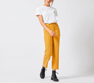 Jean personnalisé avec étiquette et bouton en cuir, pantalon décontracté en denim de coton pour femme, style OEM avec fermeture éclair à la taille en tissu technique et élasthanne - Product Image 5