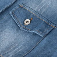 Best-seller Veste jean femme délavé classique Veste denim standard tissée bleue pour femme avec logo personnalisé