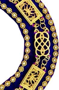 Masonic Regalia Grand Lodge Chain Collar Golden Chain with <b>Purple</b> Backing Golden Rhinstones - Product Image 4