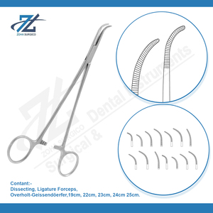 Overholt-Geissendoerfer 27cm Pinces incurvées en acier inoxydable Instruments chirurgicaux Source d'alimentation Machines fabriquées au Pakistan - Product Image 3