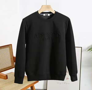 เสื้อสเวตเตอร์คอกลมของผู้ชายเสื้อสเวตเชิ้ตลายนูน3D ตามสั่ง - Product Image 2