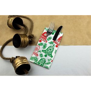 Serviettes de table blanches 40x40cm Campanas Green Print Point-to-Point Kanguro Cutlery Pocket Napkin 480 pièces B2B - Product Image 1