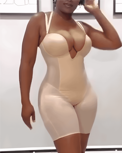 Combinaison sculptante intégrale en maille transparente à col en V profond - Product Image 6