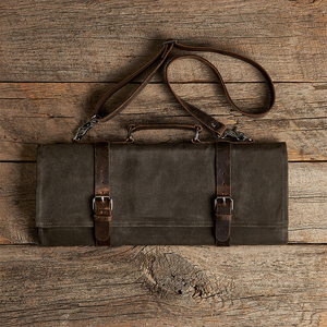 Sac de rangement pour couteaux de luxe en cuir et toile, organisateur de cuisine haut de gamme, durable, protection contre les odeurs, LCK-0037 - Product Image 3