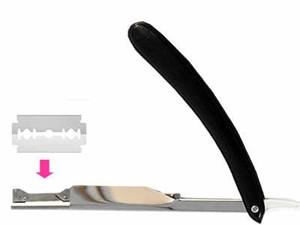 Rasoir droit en acier inoxydable pour hommes |   Rasoir de barbier élégant avec manche ergonomique |   Outil de toilettage prêt à l'emploi et réutilisable - Product Image 4