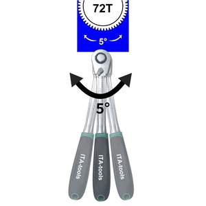Poignée à cliquet à dégagement rapide OEM ODM 1/4" 3/8" 1/2" 72T avec poignée 2K en acier Cr-V pour bricolage, fabriquée à Taïwan - Product Image 4
