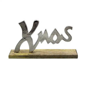 New Quality Aluminum GOTT NYTT AR W/Wooden Base for Home Decorative Rough Nickel Finished Christmas Decoration - Product Image 6