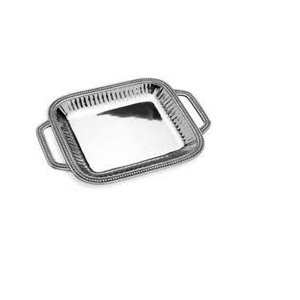 Plateau décoratif de table fini or Plateau de service en acier inoxydable de taille moyenne Plateau en métal de forme rectangulaire - Product Image 3