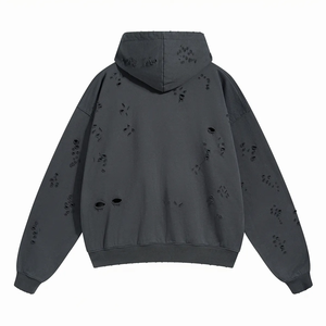 Chaqueta con capucha y cremallera personalizada Unisex Vintage lavado ácido estampado desgastado 100% algodón polar invierno cremallera completa Vintage Sudadera con capucha - Product Image 5