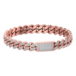 Iced Out 14Kt Gold Cuban Bracelet Opciones Amarillo Blanco y Rosa con Diamantes de Laboratorio - Product Image 3