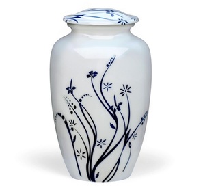 Urna Funeraria de Metal Grabada con Adhesivo de Flor Amarilla, Urna de Cremación de Latón/Aluminio para Cenizas Humanas de Adultos - Product Image 2