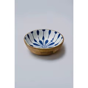 Handcrafted <b>Mango</b> <b>Wood</b> Serving <b>Bowl</b> With Sage Green Enamel Irregular Edge Wooden Salad <b>Bowl</b> Unique Dining Accessory - Product Image 3