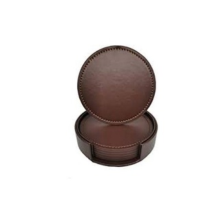 Dessous de verre en pierre en cuir coutures carrées rondes sous-verre en cuir et utilisation à la main pour chaud au meilleur prix - Product Image 5