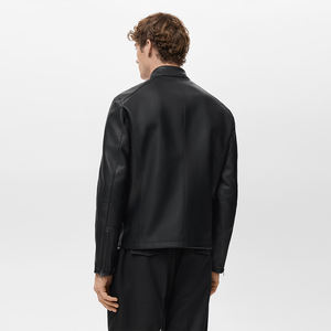 Veste en cuir d'hiver pour homme Street Wear, coupe-vent, manches longues, épaisse, enduite, veste en cuir d'extérieur avec poche zippée - Product Image 2