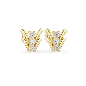 Lab-Grown Diamond Floral Design <b>Stud</b> Earrings VVS-VS EF Clarity 18KT, 14KT, 10KT Gold & 925 <b>Silver</b> Rose, Yellow, White - Product Image 2