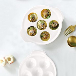 Assiettes d'escargot en céramique avec <span class=keywords><strong>6</strong></span> trous et poignées Assiettes à pied en porcelaine de <span class=keywords><strong>6</strong></span>.5 pouces pour fruits de mer et <span class=keywords><strong>escargots</strong></span> - Product Image 2