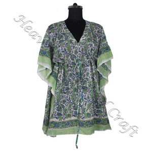 2025 Boda nupcial marroquí Kaftans cortos bloque de mano impreso Kaftan hecho a mano caftán indio Abaya Kaftan caftan árabe Jalabiya - Product Image 6
