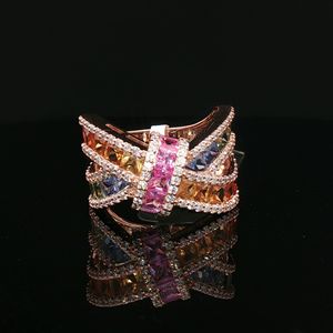 แหวนค็อกเทลประดับเพชรหลากสีที่สวยงาม-วงแหวนอินเดีย-R03303 - Product Image 1