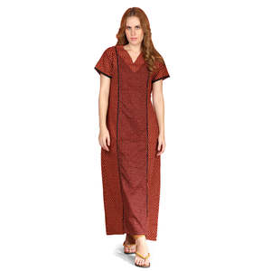 Robe de nuit longue en coton décontractée pour femme Evolve, imprimée, à manches courtes, avec poches latérales boutonnées, taille XS, tissée douce - Product Image 5